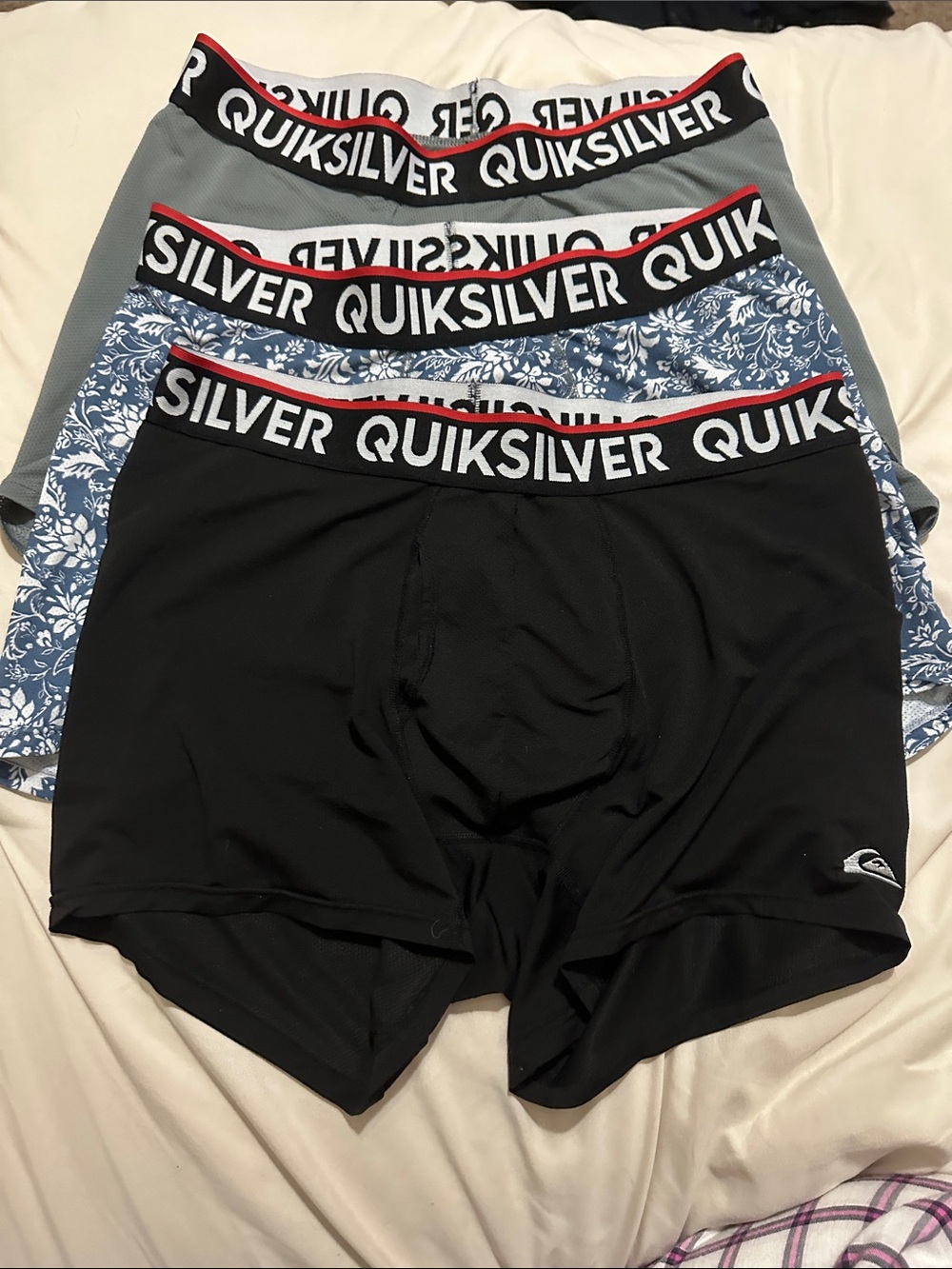 Quiksilver Men's 3-Pack Boxer Briefs - Black, Blue Floral, Gray